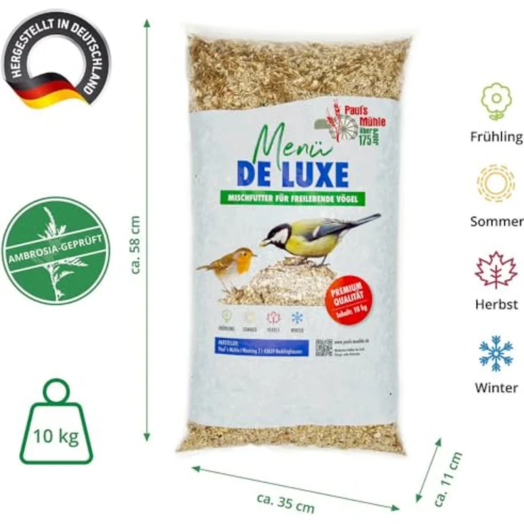 Pauls Mühle Wildvogelfutter Deluxe, 10 kg Mischung für Wildvögel – Bild 2
