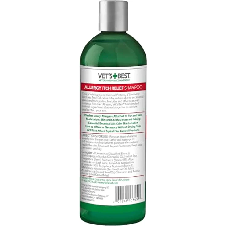 Vet's Best Allergie Juckreiz Relief Hundeshampoo, Sanfte Formel zur Linderung von juckender Haut bei saisonalen Allergien, 500ml – Bild 2