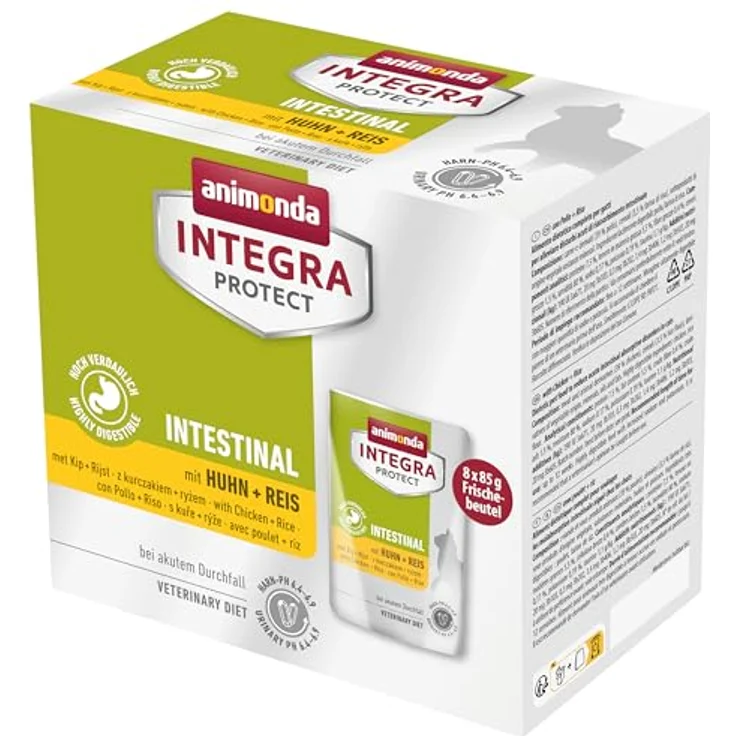animonda INTEGRA PROTECT Katzenfutter nass Intestinal mit Huhn + Reis, Diätalleinfutter für erwachsene Katzen, vom Tierarzt empfohlen bei Durchfall & Erbrechen, 8 x 85g – Bild 1