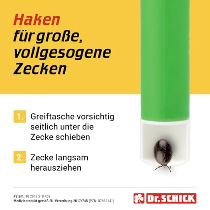 Dr. Schick Zeckenzange Ultra, 2-in-1 Zeckenhaken & Zeckengreifer, patentierter Zeckenschutz für Mensch und Tier, zur zuverlässigen Entfernung großer und kleiner Zecken, hergestellt in Deutschland – Bild 4