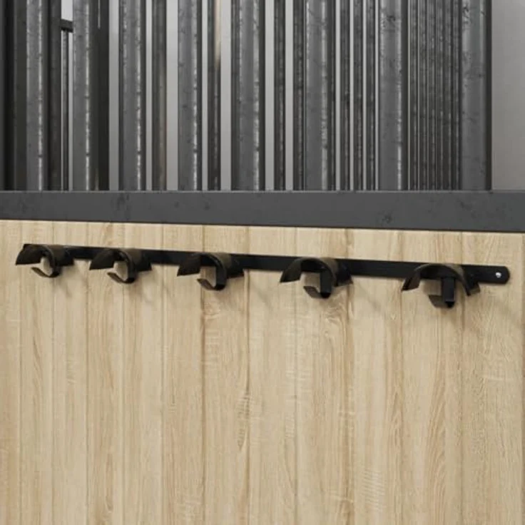 vidaXL Trensenhalter für 5 Trensen mit 5 Haken, stabiler Eisen Aufhänger in Schwarz für Ordnung im Stall – Bild 2