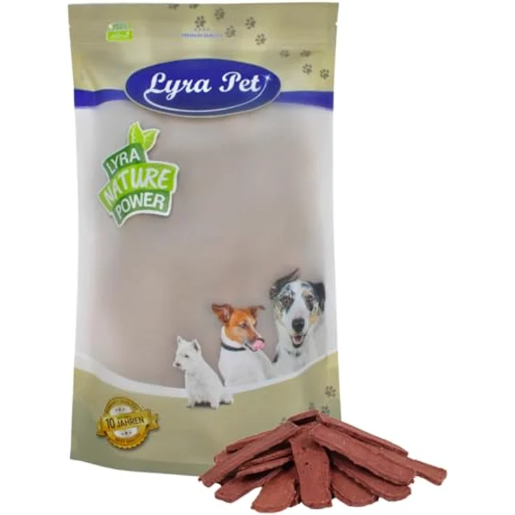 Lyra Pet® Pferdefleischstreifen, 1 kg fettarmer Hundefuttersnack, schonend getrocknet, weich, ideal für Welpen und Senioren – Bild 1
