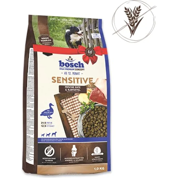 Bosch Sensitive Ente & Kartoffel, Hundefutter für ernährungssensible Hunde, 15 kg, getreidefrei, mit Single Animal Protein Ente und Immun-Komplex – Bild 2