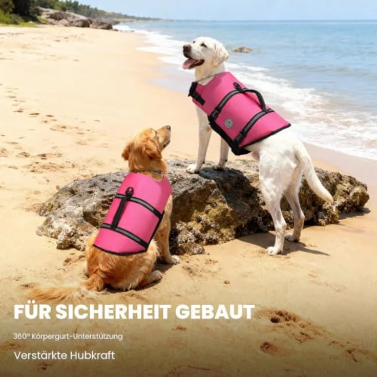 VIVAGLORY Hunde Schwimmweste Rip Stop, Sicherheit und Komfort, S, Rosa – Bild 2