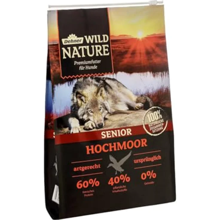 Dehner Wild Nature Hundetrockenfutter Senior Bergweide, getreidefreies Hundefutter mit Ente, hoher Fleischgehalt, sensitiv, 4 kg – Bild 1