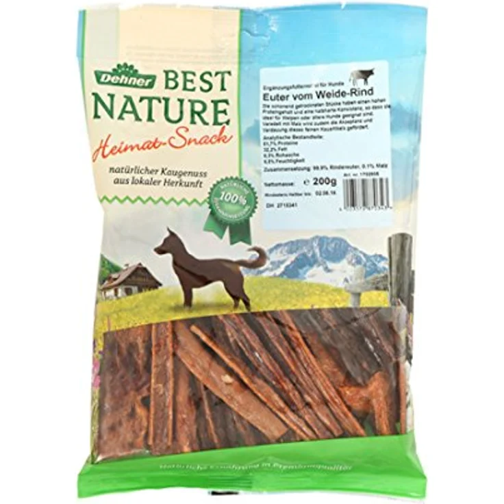Dehner Best Nature Hundesnack Rindereuter, hochwertiges Kausnack für Hunde, 200 g, proteinreich und ohne künstliche Zusatzstoffe – Bild 1
