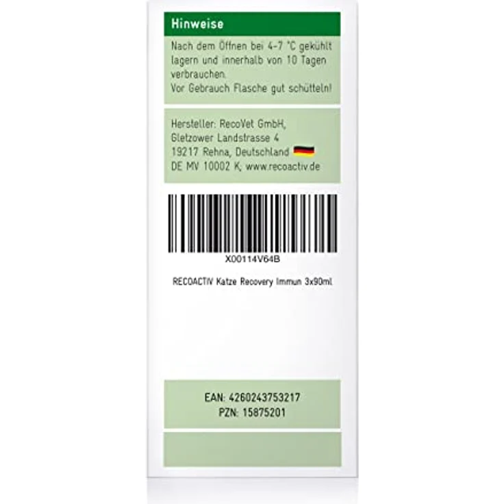 RECOACTIV Recovery Immun für Katzen, hochkalorisches Diät-Alleinfuttermittel, 3 x 90 ml zur Unterstützung bei Mangelernährung und Rekonvaleszenz – Bild 4