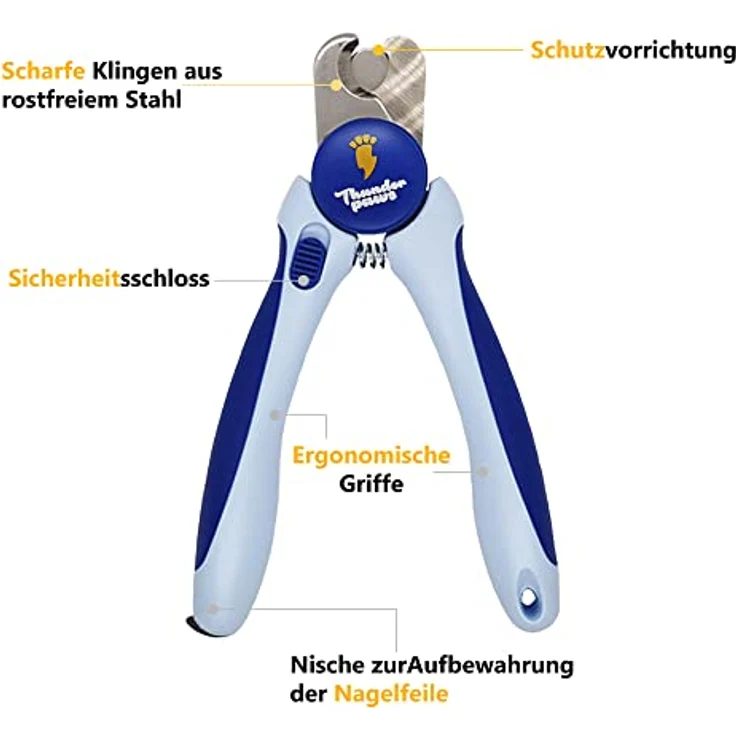 Thunderpaws Professionelle Krallenschere für Hunde, Edelstahlklingen, Sicherheitsschloss und Nagelfeile, Mittel bis Groß, Blau – Bild 5