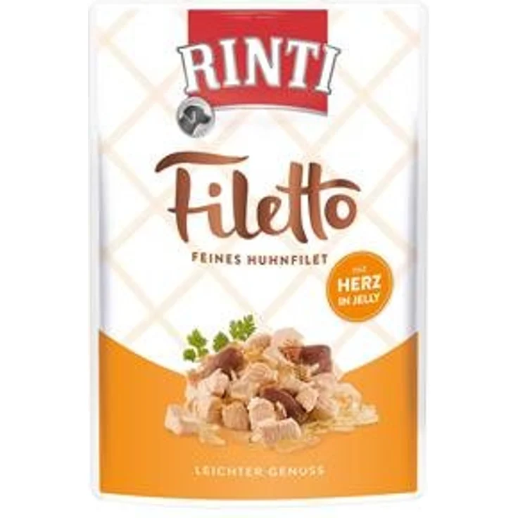 Rinti Filetto Pouch in Jelly Huhn mit Herz, Hunde-Nassfutter, 24 x 100 g, hohem Fleischgehalt, leicht verdaulich – Bild 1