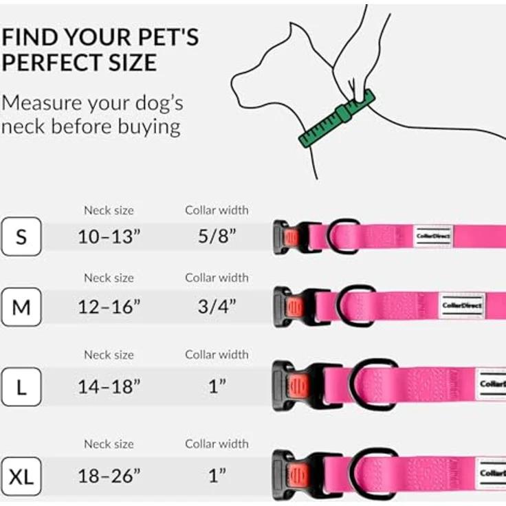 CollarDirect Wasserdichtes Hundehalsband, Verstellbar aus Silikon & Kunststoff, Geruchsresistent, Sicherheitsverschluss, Rosa, Größe S (25-33 cm) – Bild 5