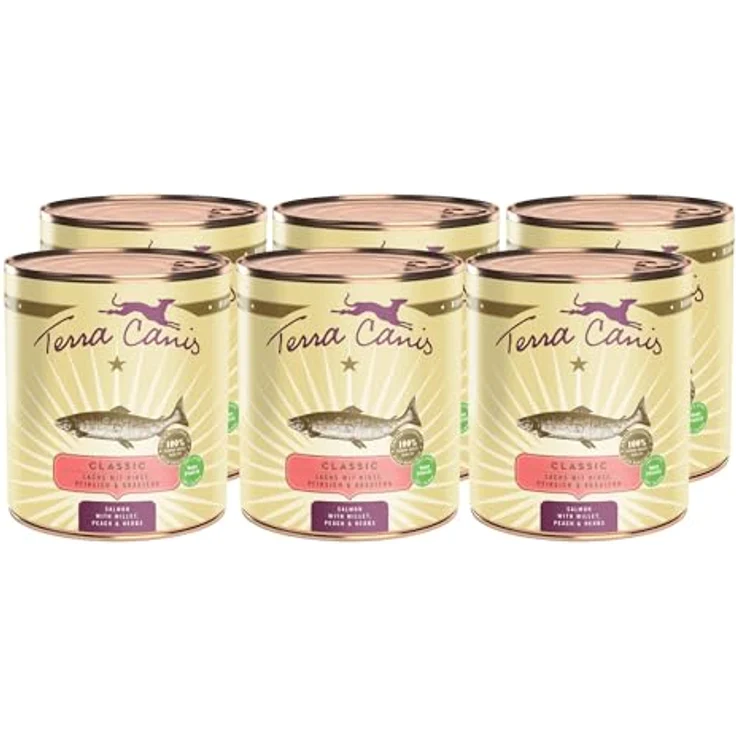 Terra Canis Lachs, Hirse, Pfirsich & Kräuter - Classic Nassfutter, 6x800g I Premium Hundefutter in Lebensmittelqualität, allergen- & getreidearm, glutenfrei – Bild 1