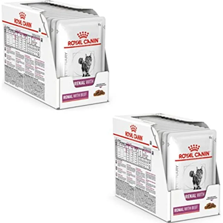 Royal Canin Veterinary RENAL, Katzenfutter mit Rind, 12x85g, zur Unterstützung der Nierenfunktion