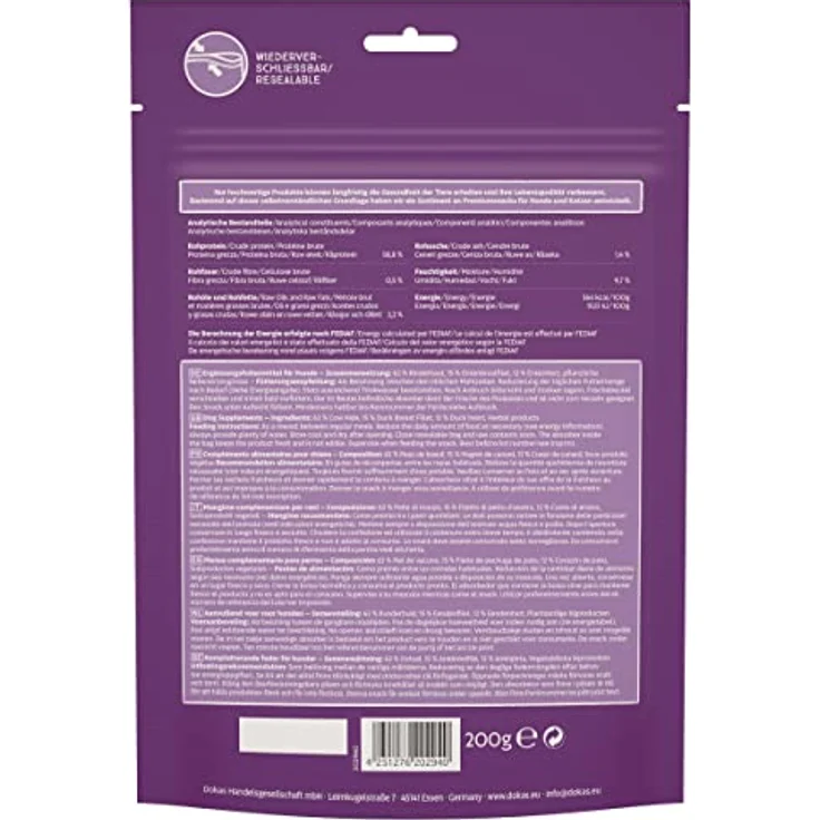 DOKAS Kau-Twister, Getreidefreier Premium Hundesnack mit Rinderhaut, Entenherz & Entenbrustfilet, 200g – Bild 3