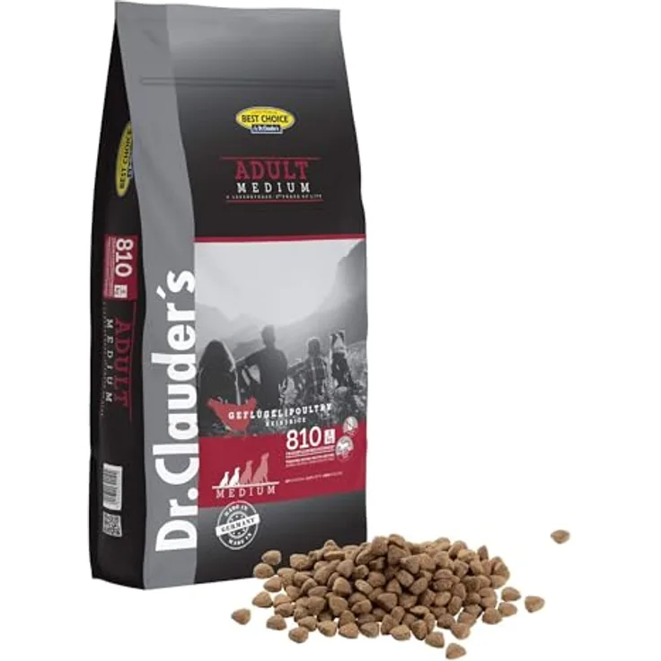 Dr. Clauder's Best Choice Adult Medium, Trockenfutter für kleine und mittelgroße Hunde, weizenfrei, 12,5kg Geflügel, unterstützt die Verdauung und stärkt das Immunsystem