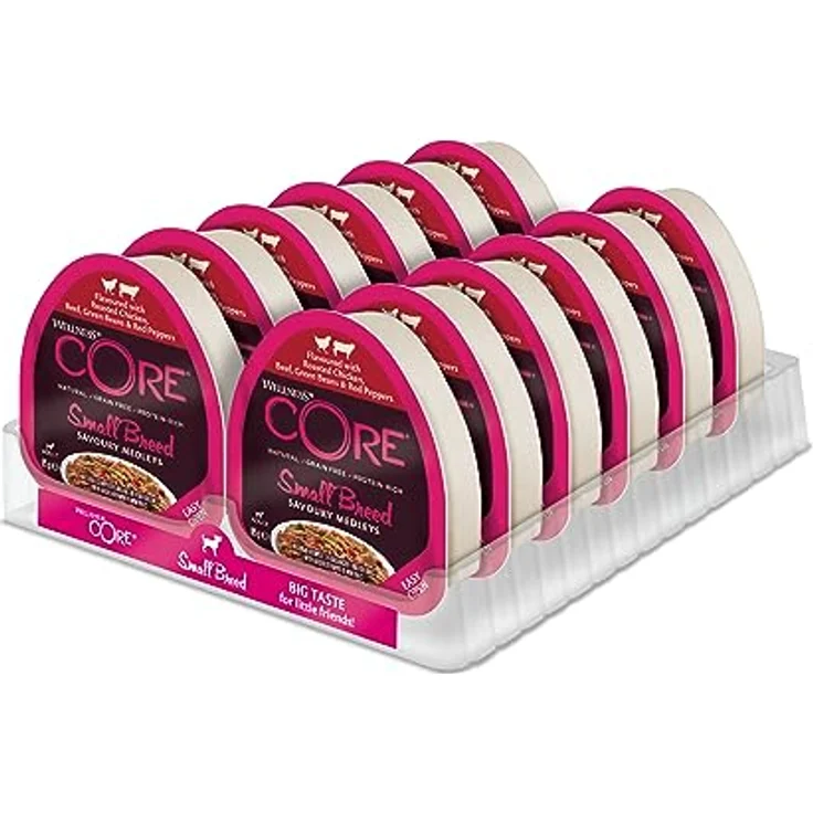 Wellness CORE Savoury Medleys Huhn & Rind, getreidefreies, hypoallergenes Nassfutter für Hunde kleiner Rassen, 12 x 85g, proteinreich, hoher Fleischanteil – Bild 1
