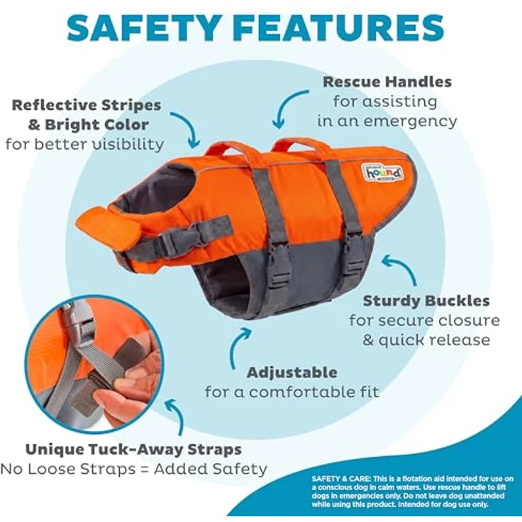 Outward Hound Kyjen 22021 Ripstop Quick Release Easy Fit Rettungsweste für Hunde, verstellbar, Größe L, orange, mit Griff für Rettungsaktionen und schwimmfähigem Vorderbereich – Bild 5