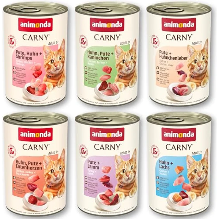Animonda Carny Nassfutter Katze Adult, Mixpaket 6x400 g, ausgewogene Ernährung mit frischen fleischlichen Rohstoffen – Bild 1