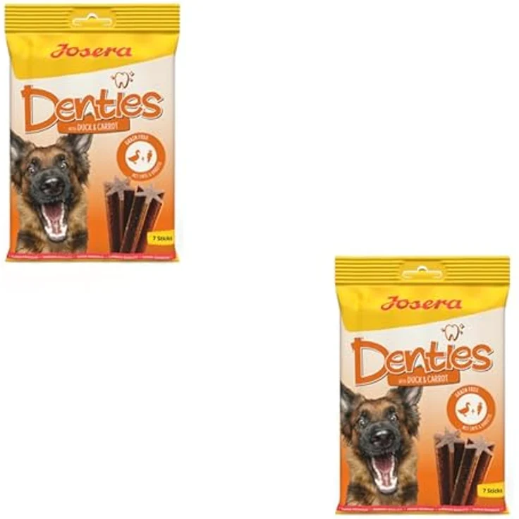 Josera Denties mit Ente & Karotte, Kausnack zur Zahnpflege für Hunde, 2 x 180 g, getreidefrei, hergestellt in Deutschland – Bild 1