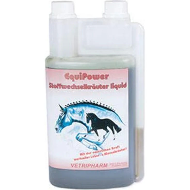 Equipower Vetripharm Stoffwechselkräuter Liquid 1 ltr., flüssiges Ergänzungsfuttermittel zur Unterstützung von Leber- und Nierenfunktionen bei Pferden