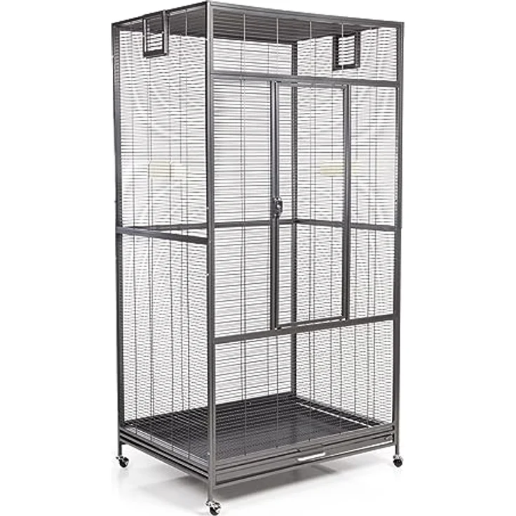 Montana Cages Premium Voliere New Sydney I Antik, Vogelkäfig für Sittiche und kleine Papageien, inkl. 2 Näpfe, 4 Lenkrollen, AVILON Pulverbeschichtung, ca. 90 x 70 x 180 cm – Bild 1