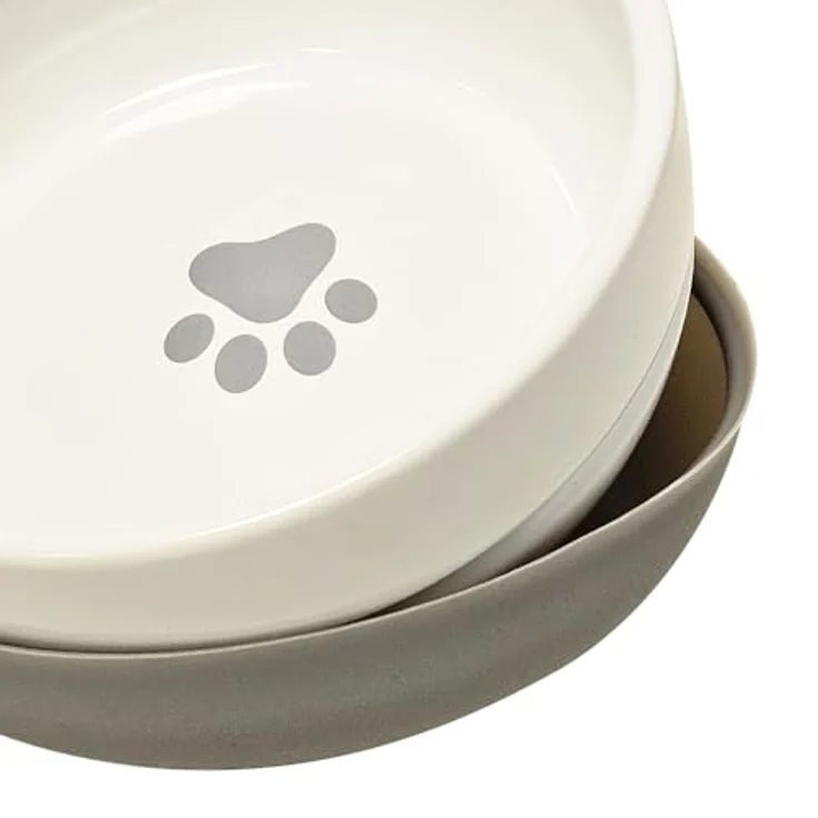 Nobby Hunde Keramik Napf SABIT rutschfest, modernes Pfoten-Design, weiß/grau, Ø 18 x 7 cm, 1.250 ml – Bild 3
