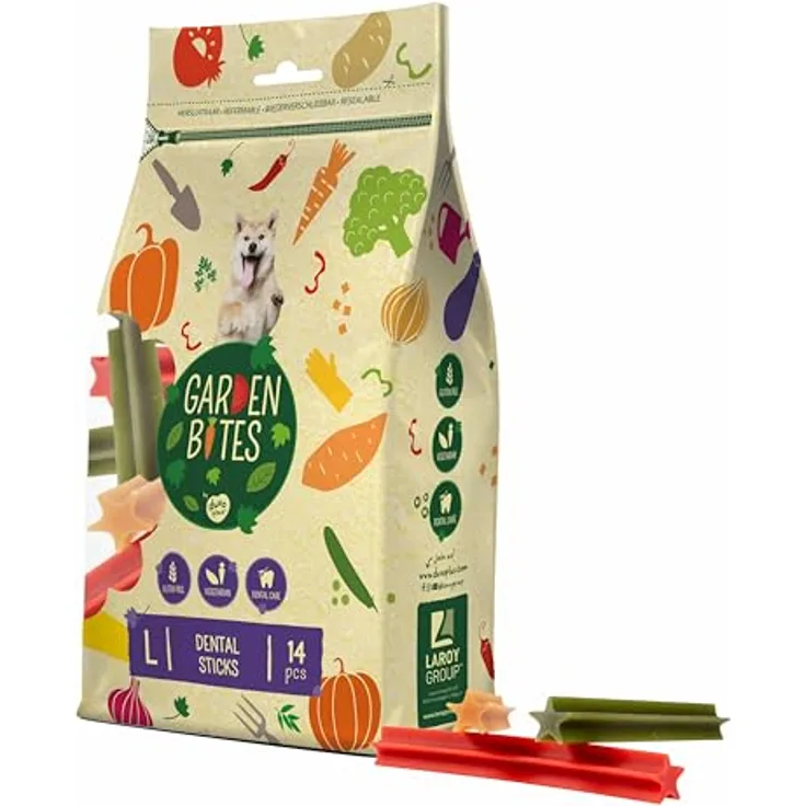 Duvo+ Garden Bites Dental Sticks, glutenfreier Hundesnack mit 55% Süßkartoffel und natürlichem Minzöl, 1 x 420 g