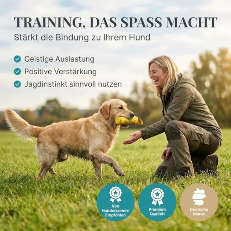 HUND IST KÖNIG Futterdummy für Hunde, Apportierbeutel mit 0,7L Volumen, wasserabweisend, inklusive Trainings-eBook für effektives Hundetraining – Bild 2