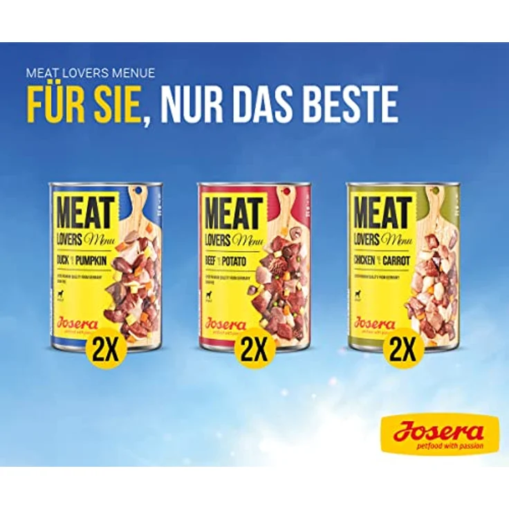 Josera Meat Lovers Menu Multipack, Nassfutter für Hunde mit 65 % Fleischanteil, getreidefrei, Alleinfuttermittel, 6x400g – Bild 2