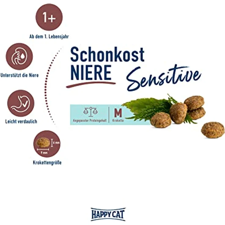 Happy Cat 70607 Sensitive Schonkost Niere, nierenschonendes Katzen-Trockenfutter mit Geflügel, 1,3 kg Inhalt – Bild 2