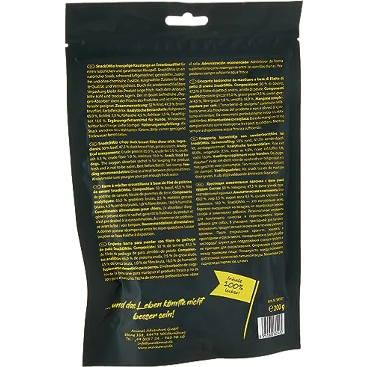 SnackOMio Premium Hundesnack, Knusprige Kaustange an Entenbrustfilet, getreidefrei, 1 x 200g, BARF geeignet, ohne Farb- und Lockstoffe – Bild 3