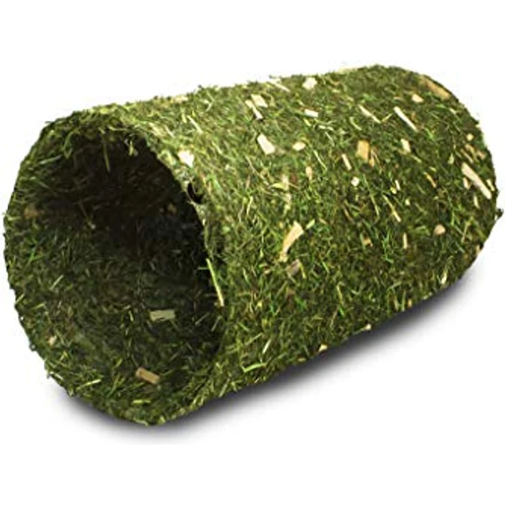 JR FARM Heu-Tunnel + Naturholz, Knabberspaß für Kleintiere, 25 cm Länge, 380 g – Bild 1