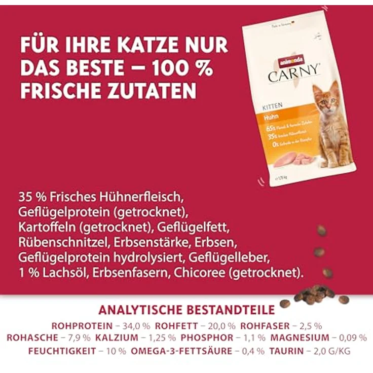 Animonda Carny Trockenfutter Katze Kitten, Huhn, 1,75 kg, ohne Getreide, leicht verdaulich, hoher Fleischanteil – Bild 3