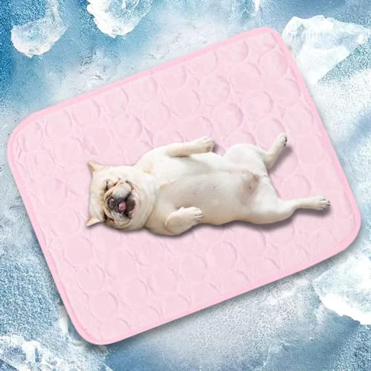 Fueegue Kühlmatte für Hunde, 70x100 cm, atmungsaktives Kühlkissen für Katzen, waschbar, rosa, XL – Bild 3