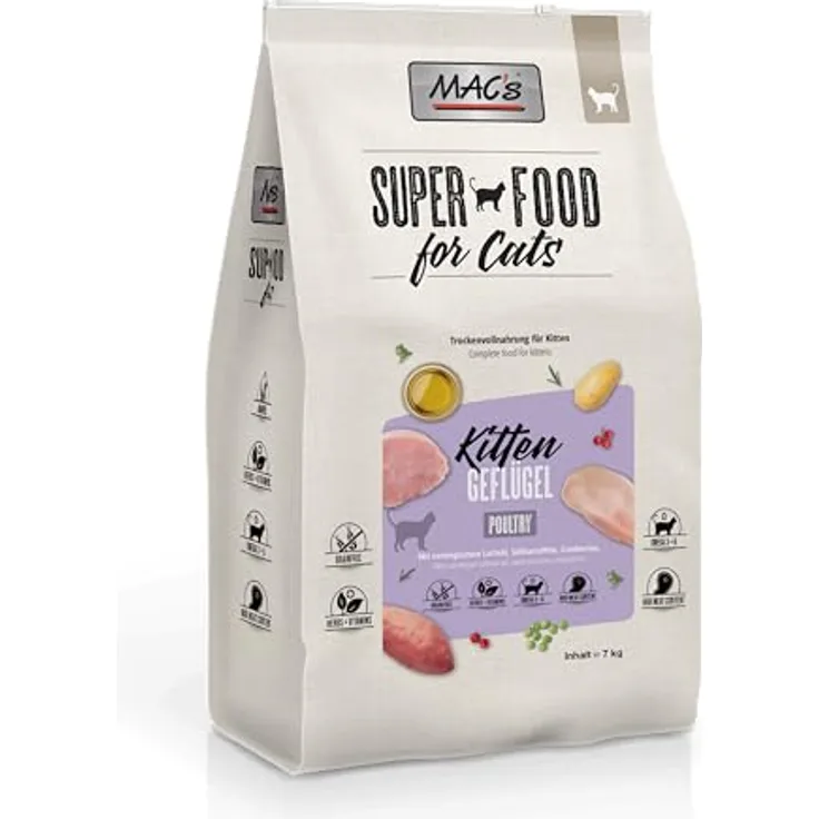 MAC's Katzenfutter getreidefrei Kitten, 7 kg, hoher Fleischanteil, ohne künstliche Aromastoffe, Made in Germany