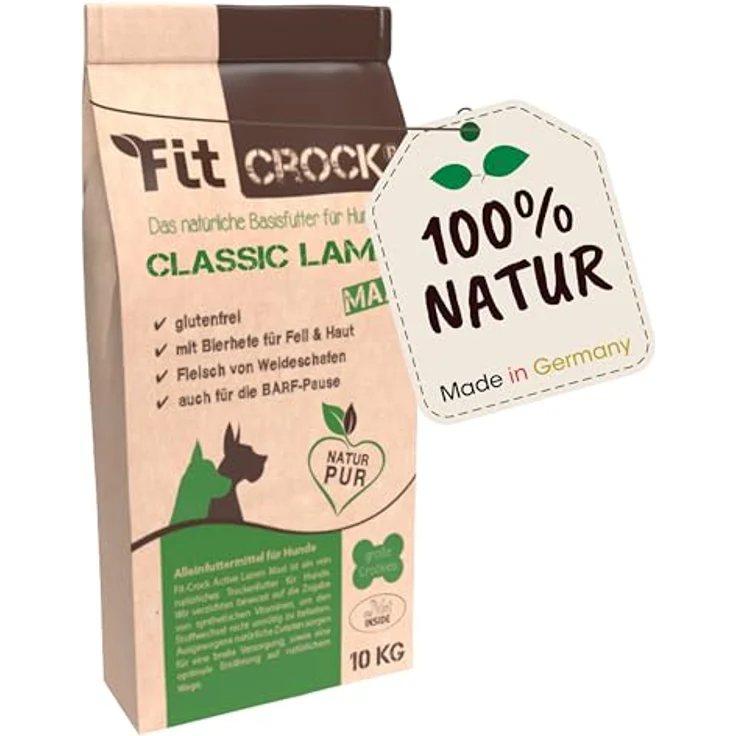cdVet Fit-Crock Hundefutter trocken Classic Lamm, 10 kg, glutenfrei, hochverdaulich und hypoallergen – Bild 1