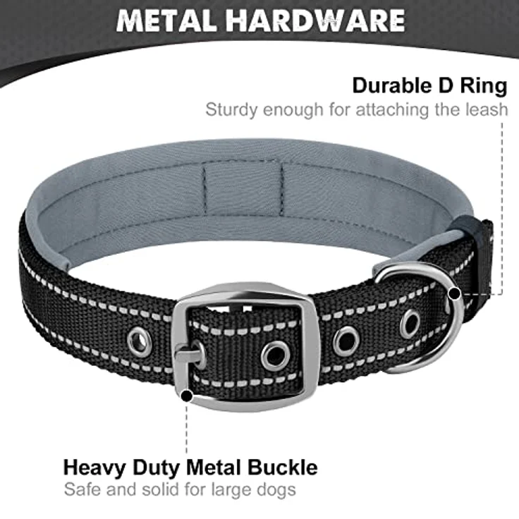 Joytale Neopren Hundehalsband, Gepolstert und Reflektierend für Extra Große Hunde, Schwarz, Dornschnalle aus Metall, Höhenverstellbar – Bild 5
