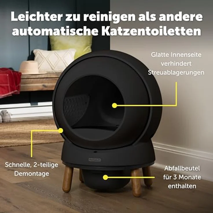 PetSafe ScoopFree SmartSpin, Selbstreinigende Katzentoilette mit App-gesteuerter Gesundheitsüberwachung und moderner Geruchskontrolle, für jede Streu geeignet, bis zu 2 Wochen automatische Reinigung – Bild 5
