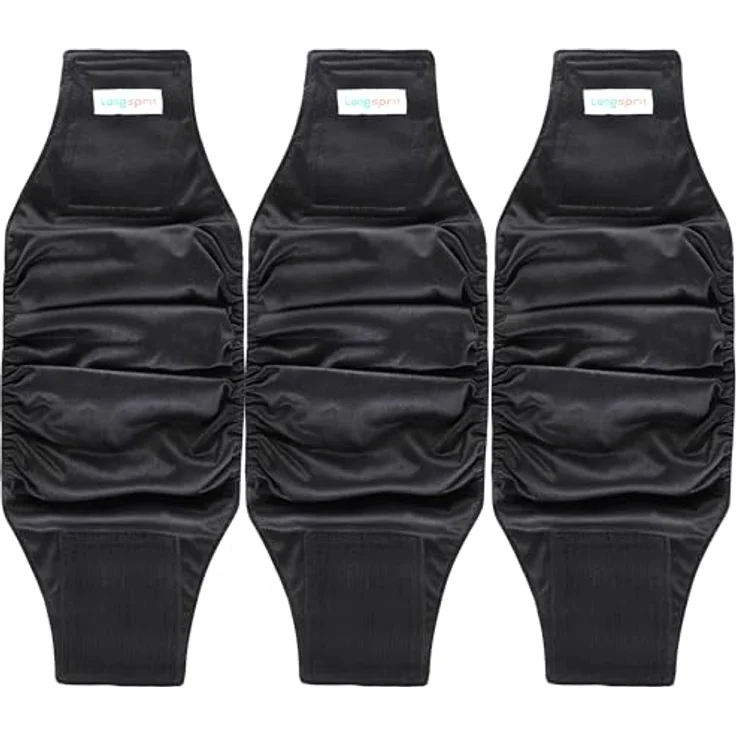Langsprit Rüdenwindeln, hochabsorbierende, waschbare Hundewindeln für männliche Hunde, Schwarz, Größe XS, 3 Stück – Bild 1