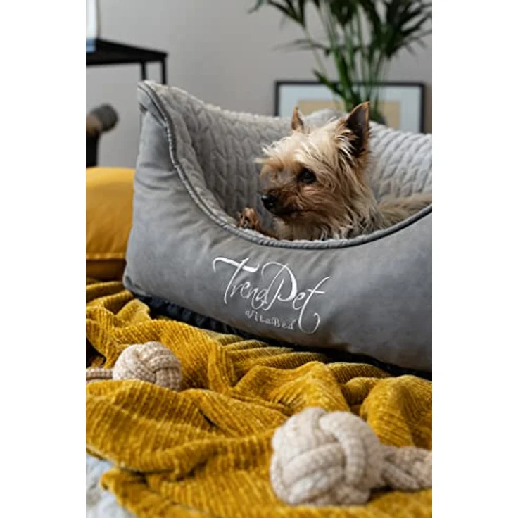 TrendPet VitaBed Style, Orthopädisches Hundebett aus Kunstleder und Memory Foam, flauschig, 80x70cm, Grau – Bild 3