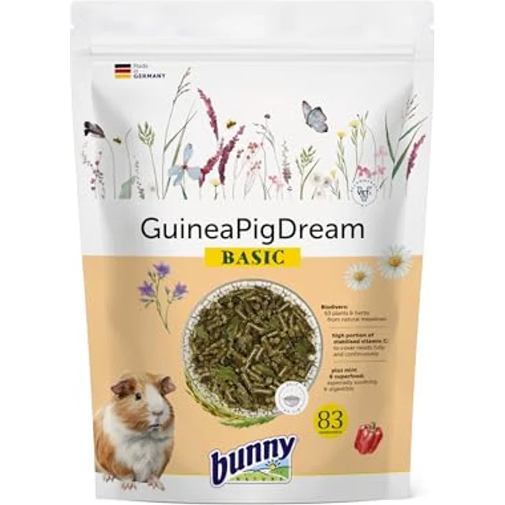 Bunny Nature MeerschweinchenTraum Basic, Alleinfuttermittel mit 63 Pflanzen, 600 g, für Meerschweinchen ab 5 Monaten – Bild 1