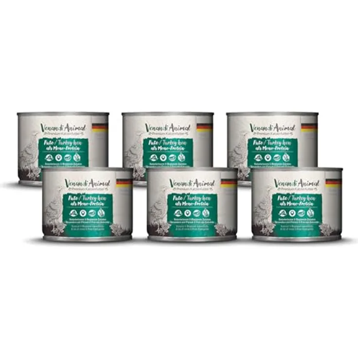 Venandi Animal – Premium Katzenfutter – Pute Monoprotein Nassfutter, getreidefrei, 6er Pack (6 x 200g)