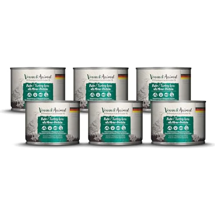 Venandi Animal – Premium Katzenfutter – Pute Monoprotein Nassfutter, getreidefrei, 6er Pack (6 x 200g) – Bild 1