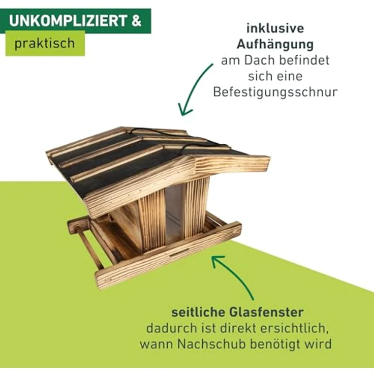 Windhager Vogelfutterhaus Canteen XL, FSC-zertifiziertes Kiefernholz mit 4 Litern Füllvolumen, braun – Bild 5