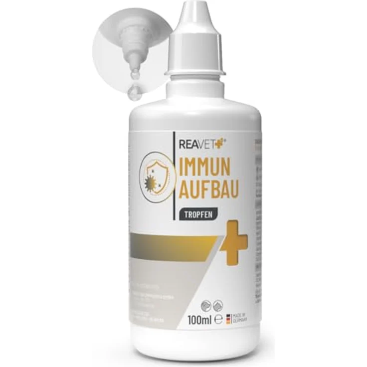 ReaVET Immun Aufbau-Tropfen für Hunde & Katzen, 100 ml, Multivitamin Liquid mit Vitamin C & Zink, zur Stärkung des Immunsystems und Abwehrkräfte, ohne Zusatzstoffe, hergestellt in Deutschland – Bild 1