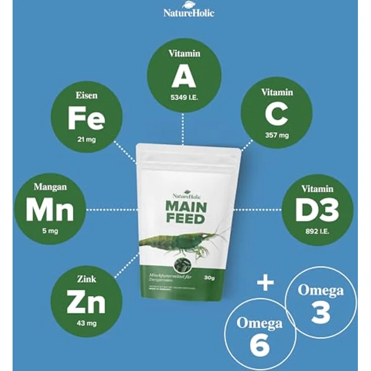 NatureHolic Garnelenfutter Mainfeed, 30 g Softpads für Aquarien, made in Germany, frei von Fischmehl, unterstützt Wachstum und Panzeraufbau – Bild 5