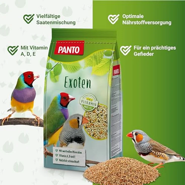 PANTO Exotenfutter mit Pluramin, 5x1 kg - Ziervogelfutter für Finken und exotische Vögel, ohne Nüsse, mit Vitalkörnchen – Bild 2