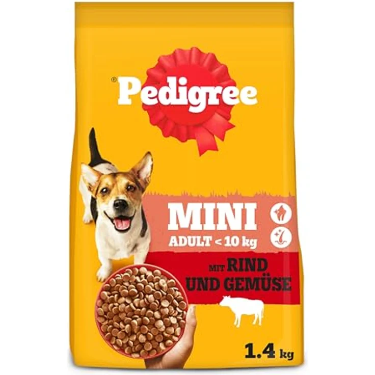 Pedigree Adult Hunde Trockenfutter, mit Rind und Gemüse für kleine Hunde (<10 kg), 6 x 1,4 kg, mit B-Vitaminen und Zink für gesunde Zähne und Verdauung – Bild 1