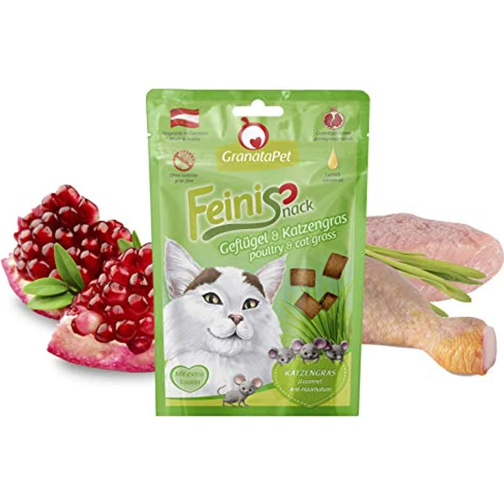 GranataPet Katzensnack Feinis Geflügel und Katzengras, getreidefrei, 50g gegen Haarballenbildung – Bild 2