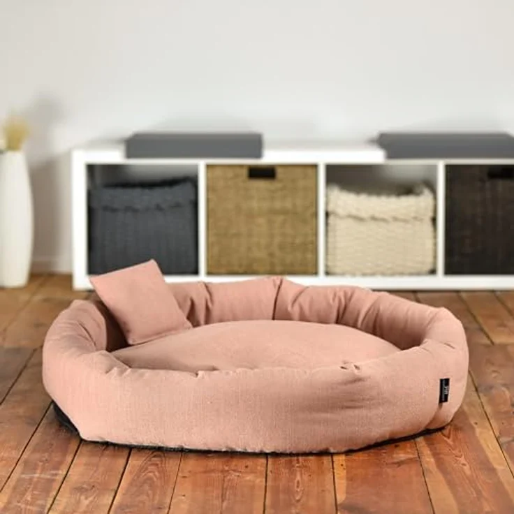 Rohrschneider Kuschelinsel für Hunde und Katzen, aus 100% recyceltem Material, herausnehmbares Innenkissen, abnehmbarer Bezug, Grau oder Rosa, Größe L: 90x18cm – Bild 3