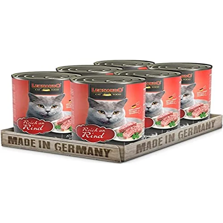 Leonardo Nassfutter Rind, getreidefreies Feuchtfutter für Katzen, 6x400g Dosen – Bild 1